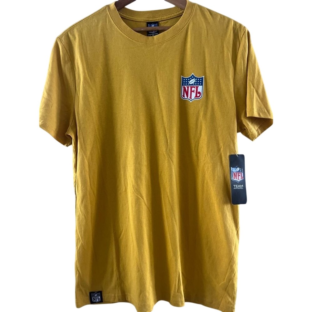 Men's Official NFL Team‎ Logo SZ Medium Football T-Shirt Mustard Yellow Fan NEW